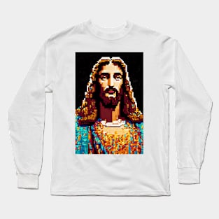 Jesus Christ pixelated art Long Sleeve T-Shirt